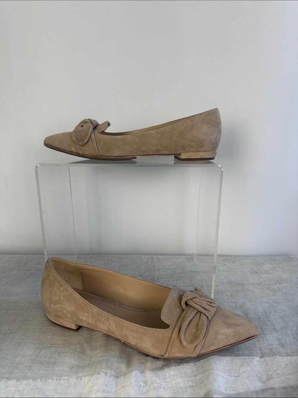 M. GEMI TAN WITH BOW FLAT SHOES